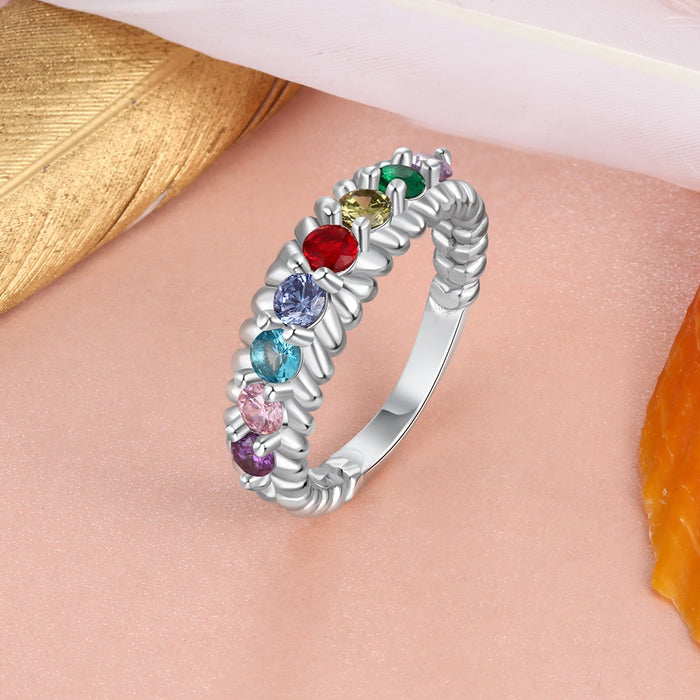 Customized 8 Birthstones Ring For Women