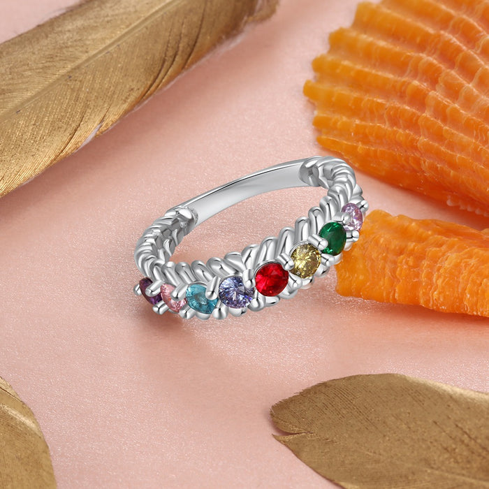 Customized 8 Birthstones Ring For Women
