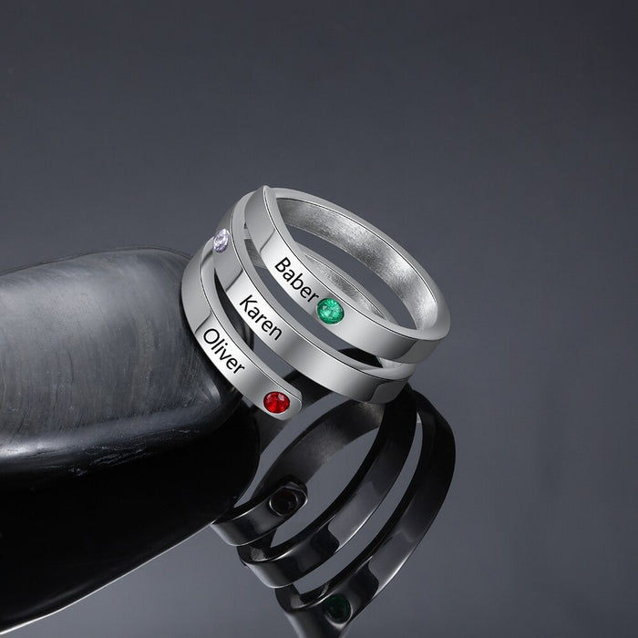 Personalized Ring with 3 Birthstones