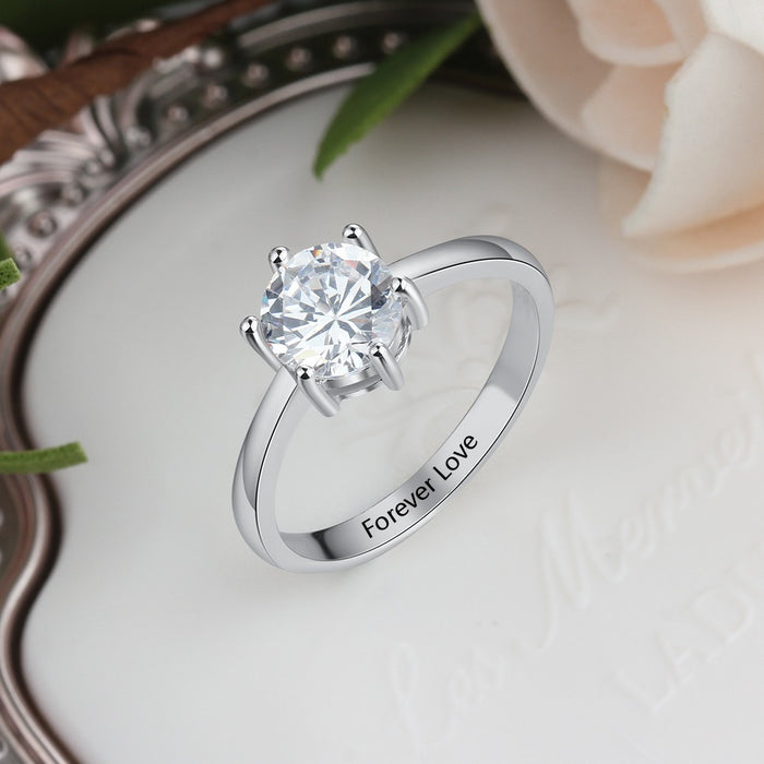 Engraved Name Silver Color Wedding Rings for Women