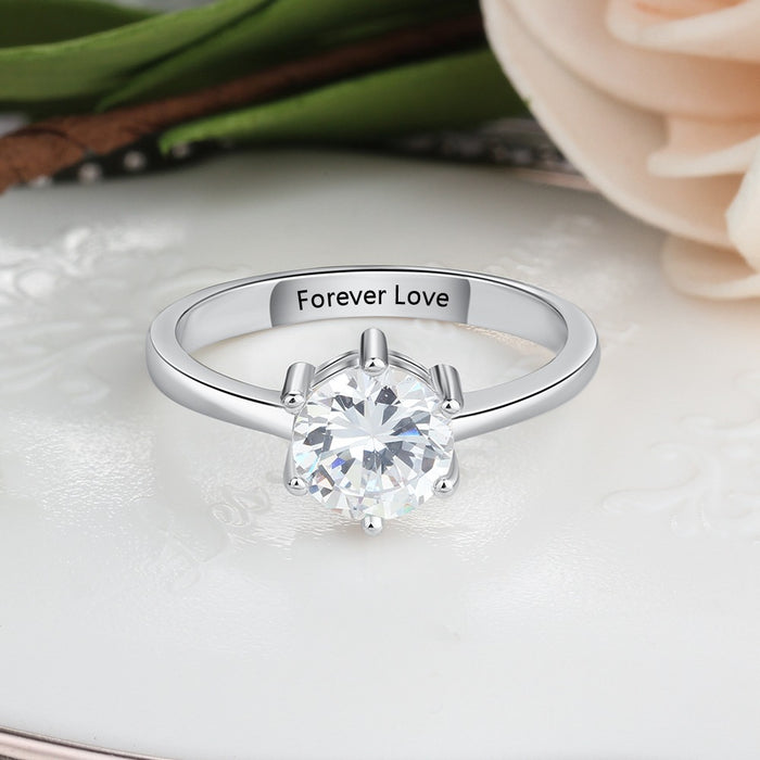 Engraved Name Silver Color Wedding Rings for Women