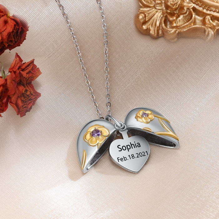 Personalized Locket 1 Name 1 Date Necklace