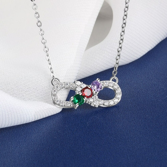 Personalized Infinity 3 Stones Love Necklace