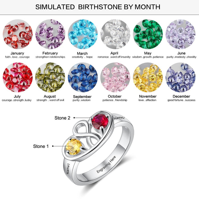 Personalized Infinity Ring with 2 Birthstones