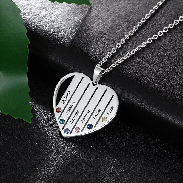 Customized Family Heart Necklace