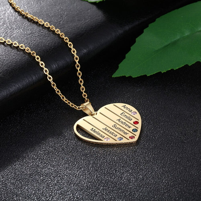 Customized Family Heart Necklace