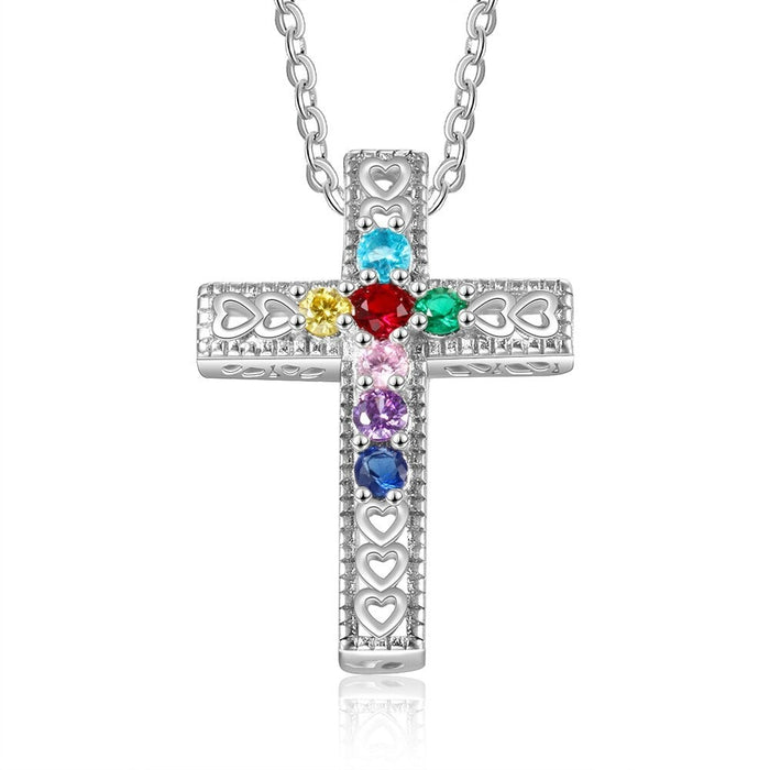 Customized 7 Stones Cross Necklace