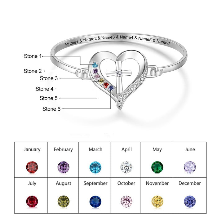 Personalized Name Bracelet with 6 Simulated Birthstones