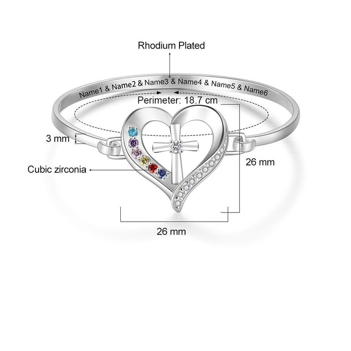 Personalized Name Bracelet with 6 Simulated Birthstones