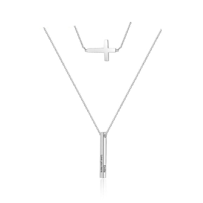 Personalized Name Engraved Vertical Bar Necklaces