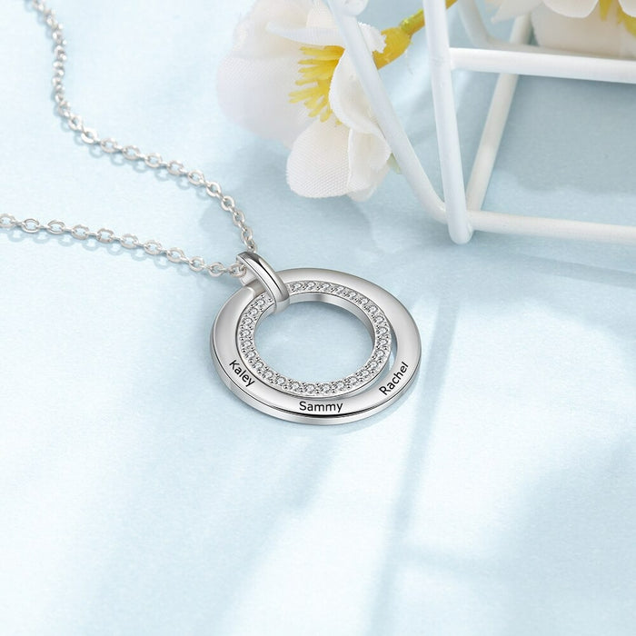 Personalized Name Engraved Circle Necklaces