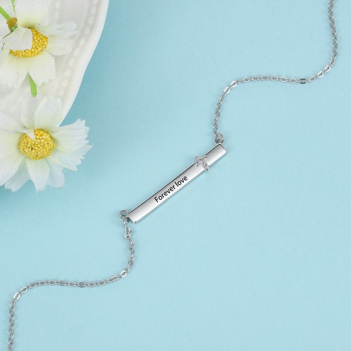 Personalized Name Necklace Strip-Shape With Cross