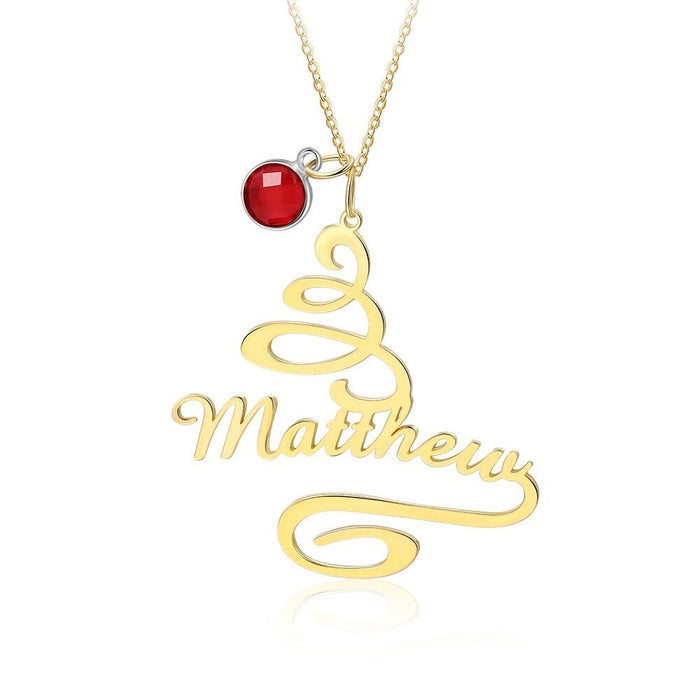 Personalized Nameplate Christmas Tree Necklace