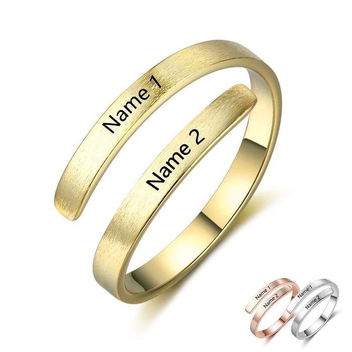 Engraved Names Adjustable Rings For Women