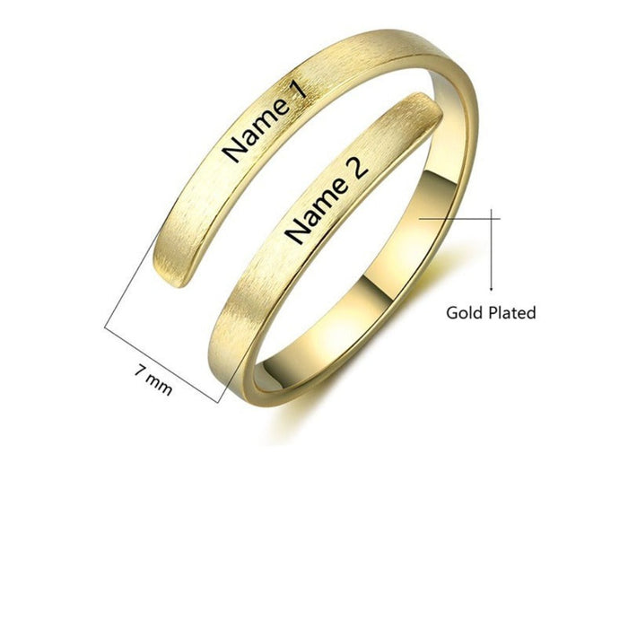 Engraved Names Adjustable Rings For Women