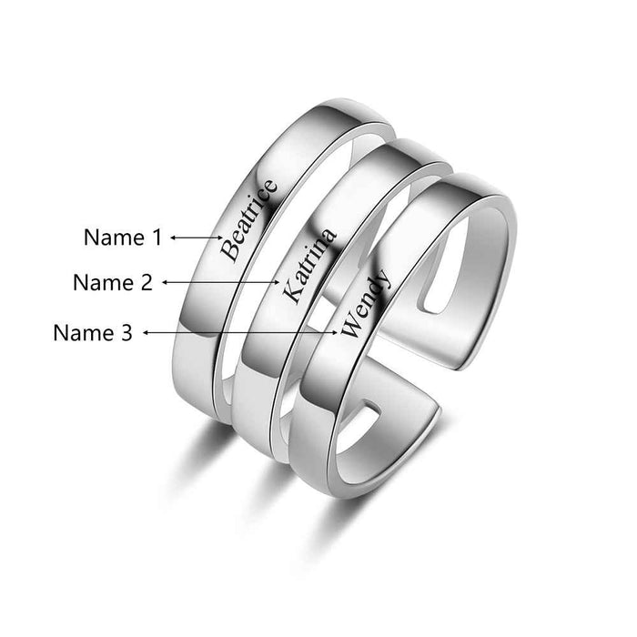 Personalized 3 names Stackable Rings For Women