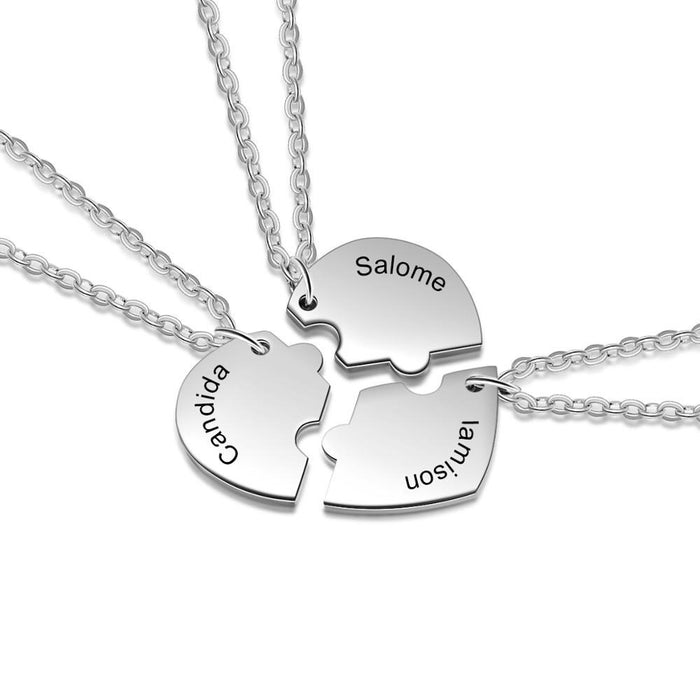 Personalized Stainless Steel 3 Names Engraved Necklace