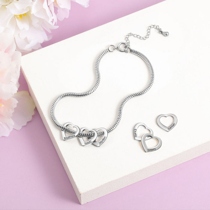 Personalized Silver Color Bracelet & Anklet With 2 Names