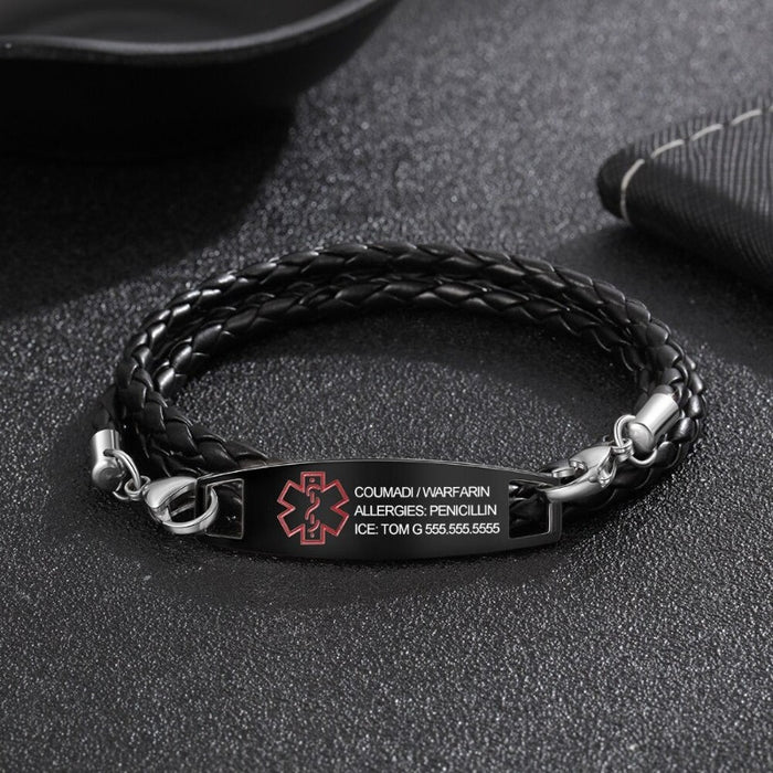 Black Rope Personalized Bracelet