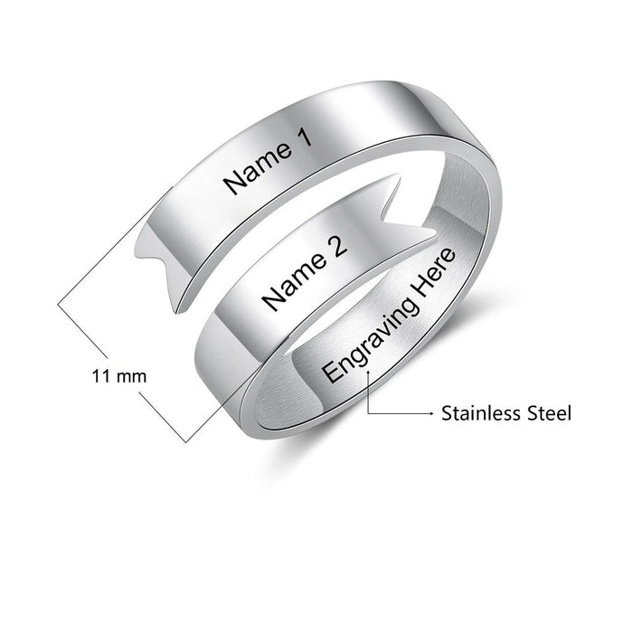 Stainless Steel Resizable Name Ring For Women