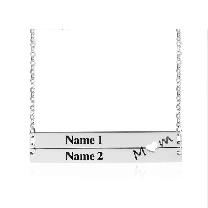 Personalized 2 Names Stainless Steel Bar Necklace