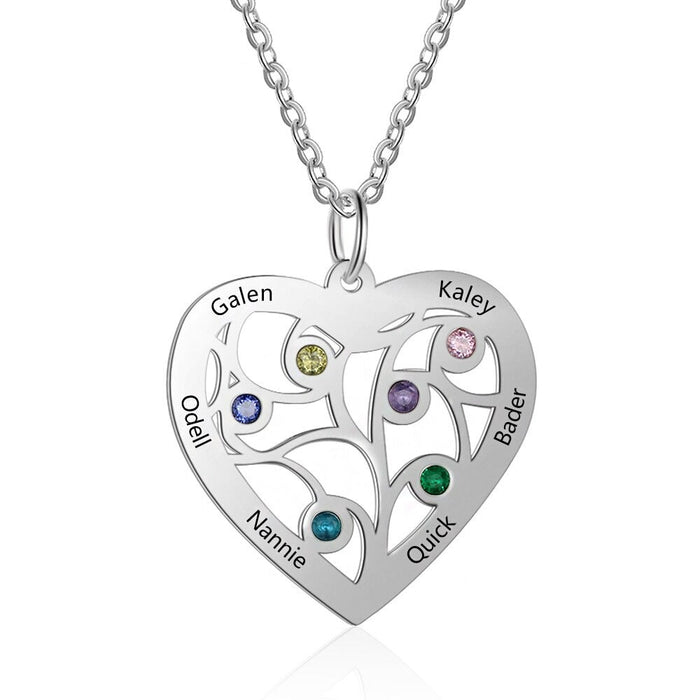 Personalized Tree of Life Heart Necklace