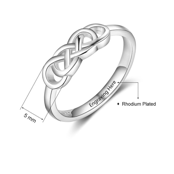 Personalized Engraved Name Braided Knot Ring For Women