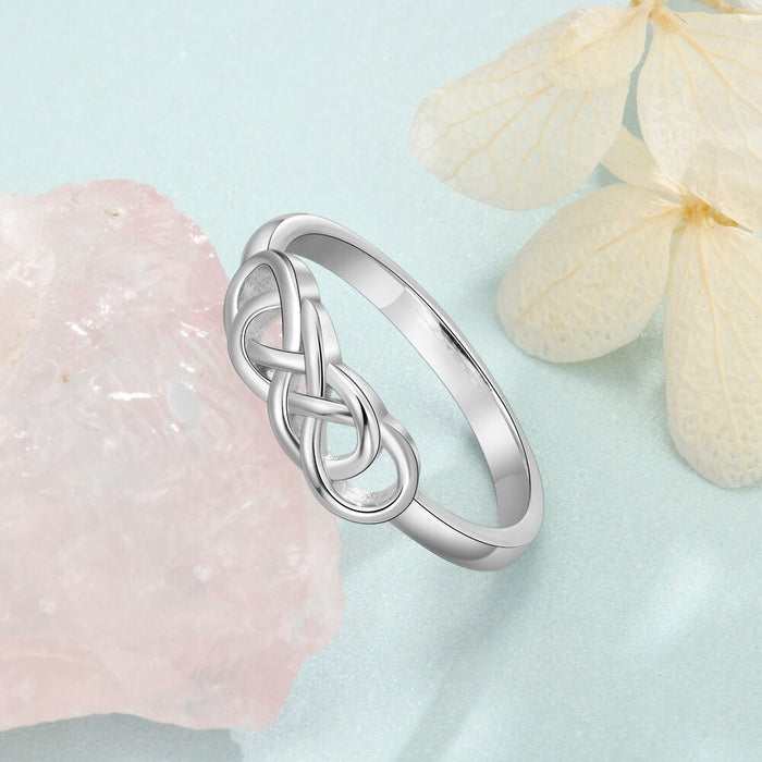 Personalized Engraved Name Braided Knot Ring For Women