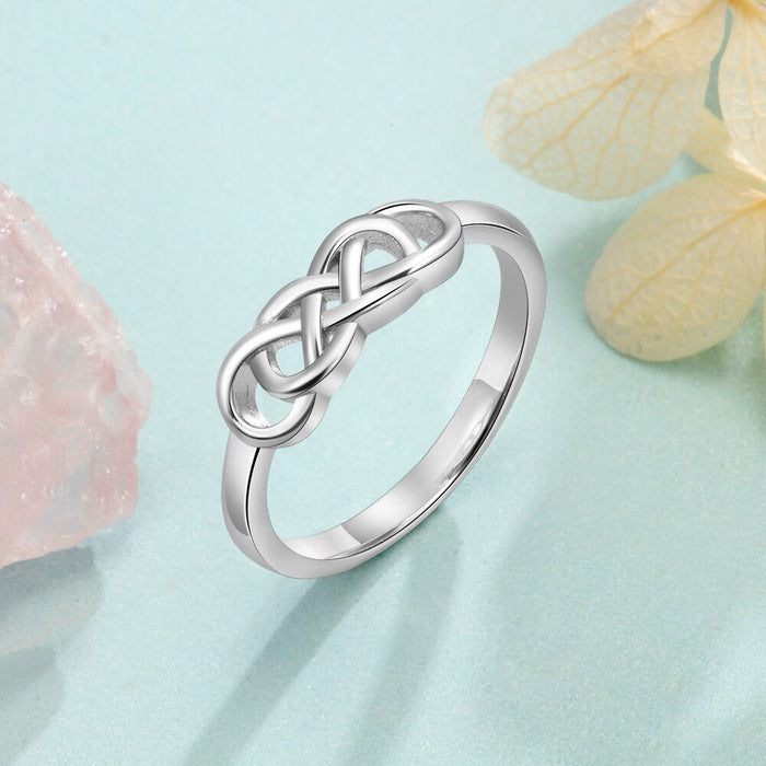 Personalized Engraved Name Braided Knot Ring For Women