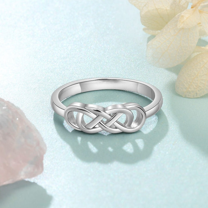 Personalized Engraved Name Braided Knot Ring For Women