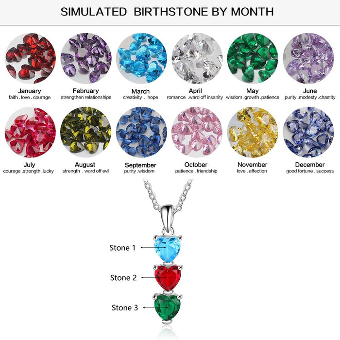 Customized 3 Birthstones Necklace & Pendant