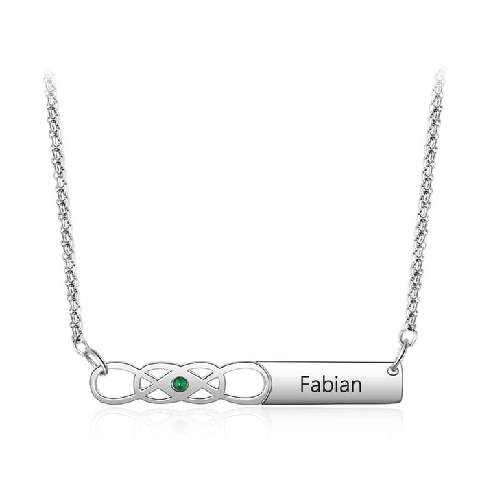 Personalized Custom Name Bar Necklace with Birthstone