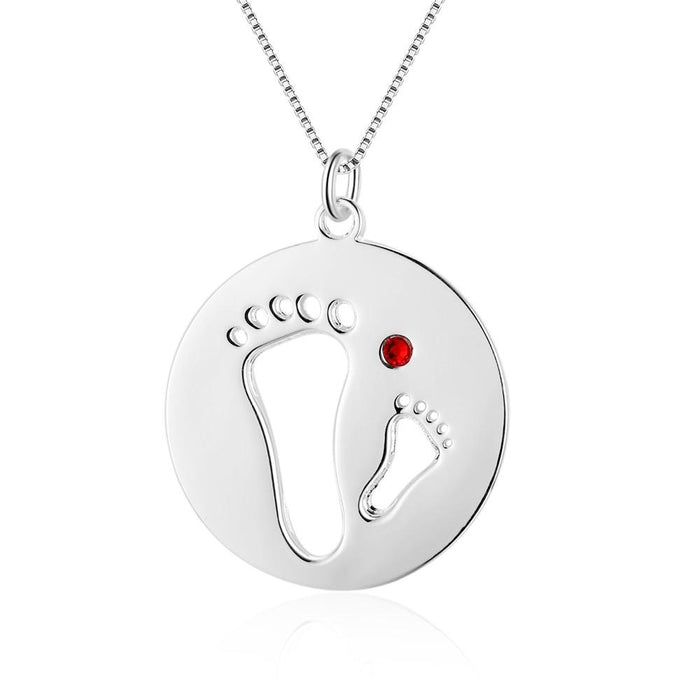 Personalized Jewelry Footprint Necklace with Birthstone