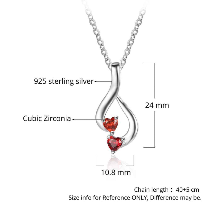 Personalized Sterling Silver 2 Birthstone Necklace Pendant