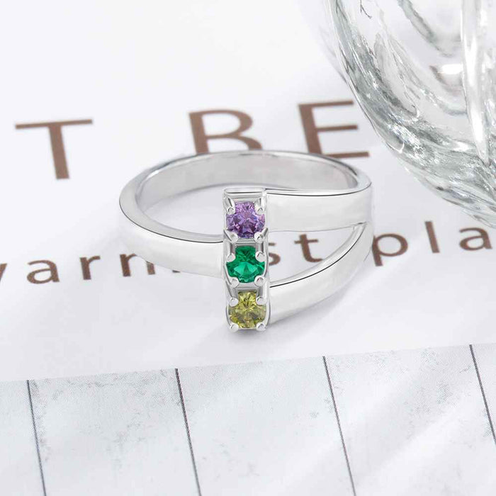 Personalized Birthstone Mother Ring With Children's Names Custom Family Rings 925 Sterling Silver Jewelry