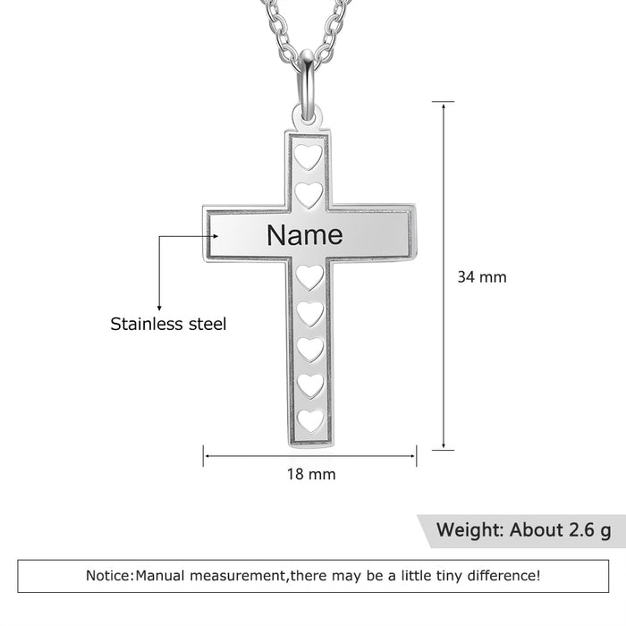 Personalized Gift Custom Name Cross Necklace