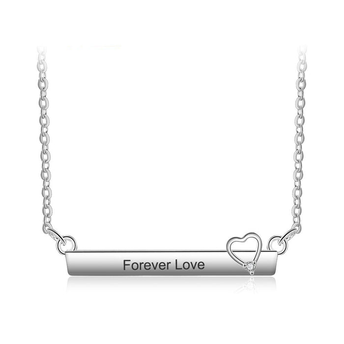 Personalized Engrave Name Necklace Strip With Heart