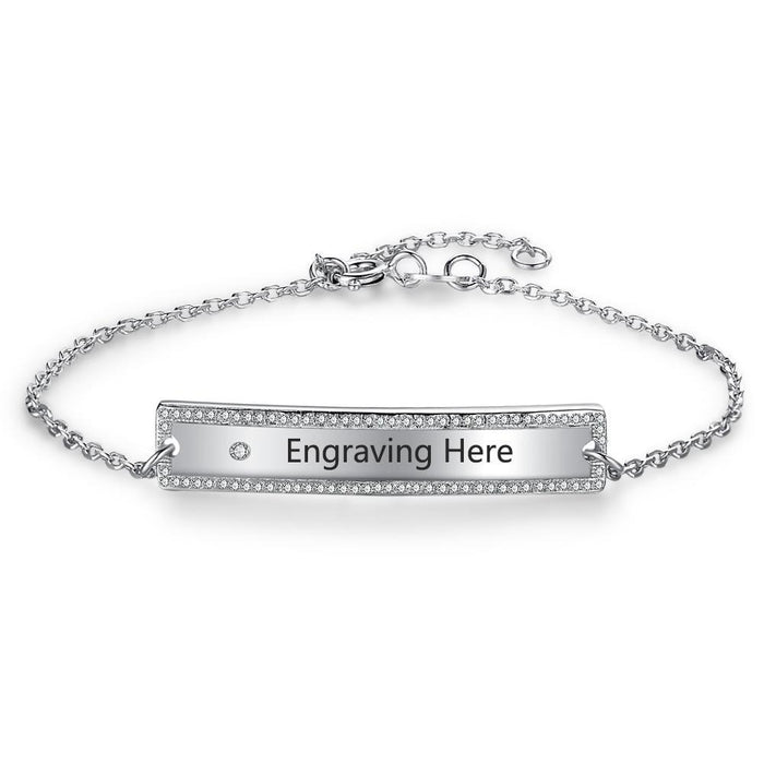Personalized Gift Nameplate Bar Bracelets & Bangles Custom Name Engraved Chain & Link Bracelets for Women