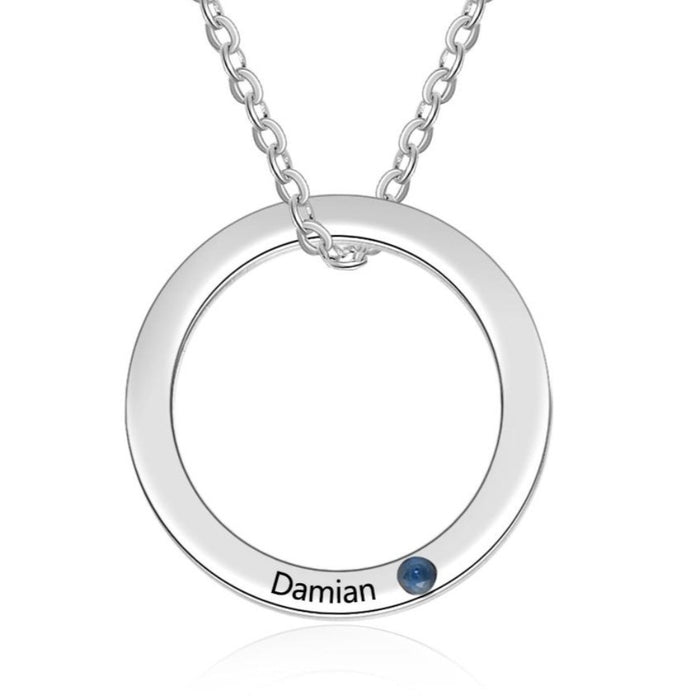 Personalized Name Engraved Necklace Custom Birthstone