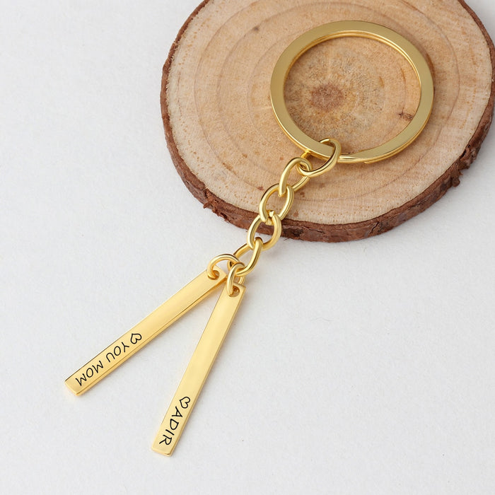 Personalized Gold Color Custom 2 Names Key Chains