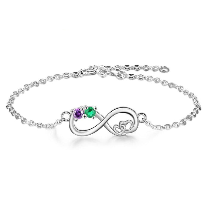 Personalized 2 Birthstones Chain Bracelet