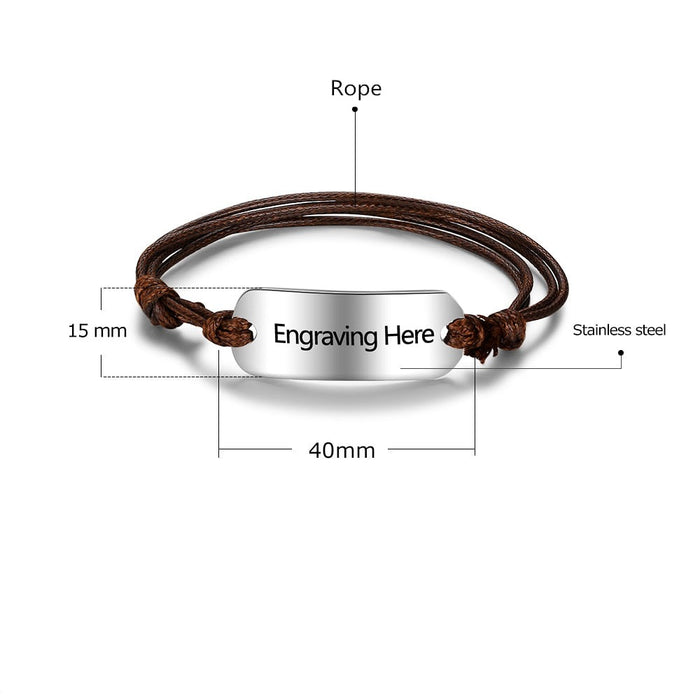 Custom Engrave Name Bar Bracelets For Men