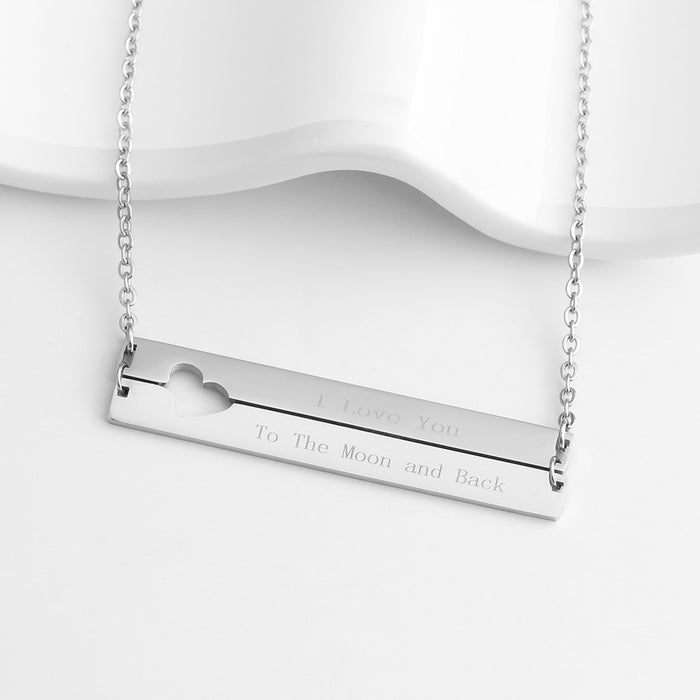 Personalized Name Bar Necklace Stainless Steel