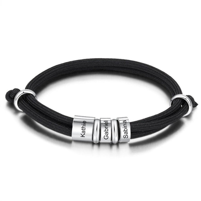Personalized 3 Name Beads Adjustable Rope Bracelets