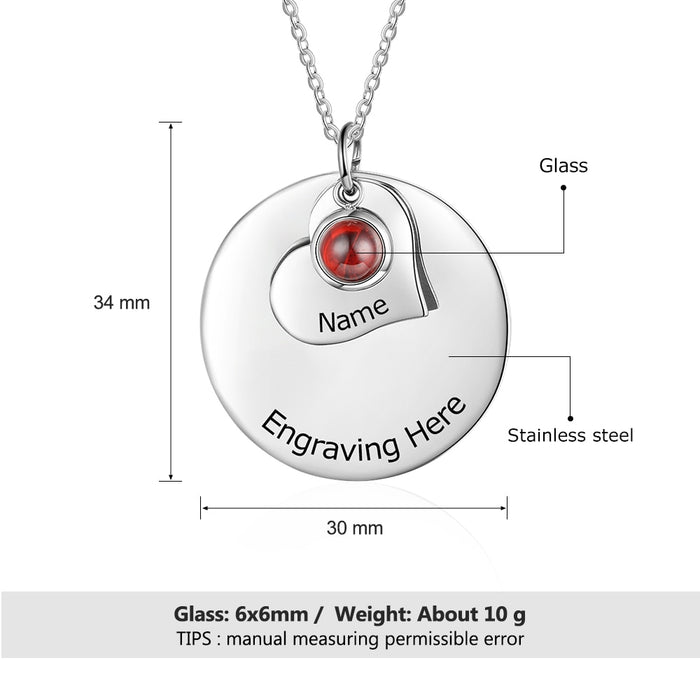 Personalized Engraved Round Disc Pendant Necklace