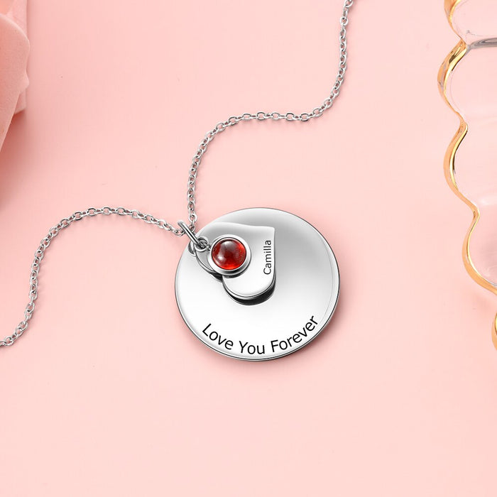 Personalized Engraved Round Disc Pendant Necklace