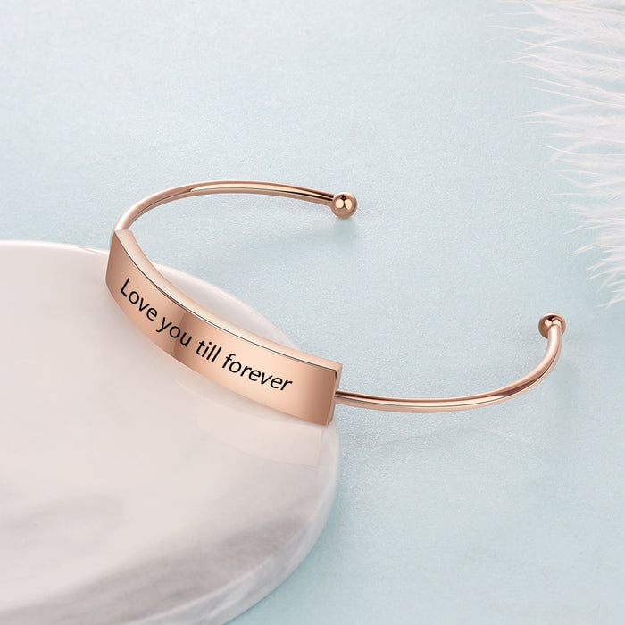 Personalized Custom Name Cuff Bar Bracelets For Women
