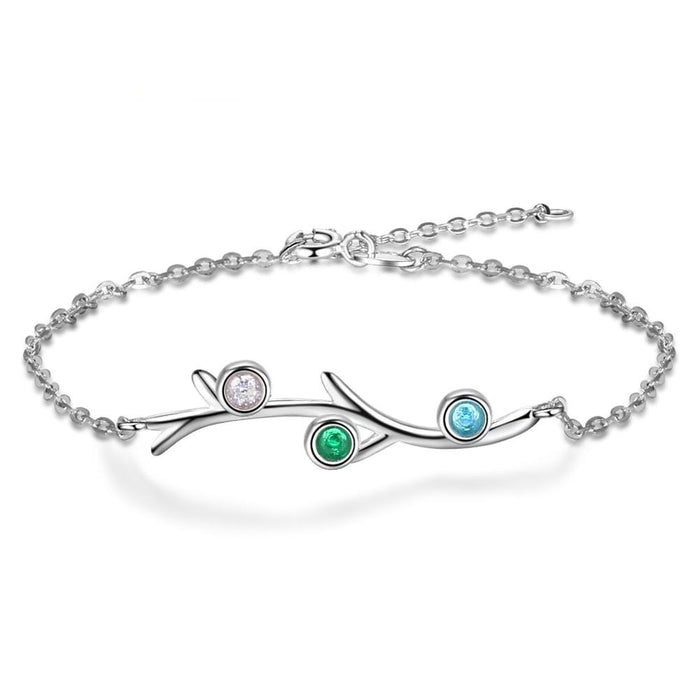 Customized 3 Birthstones Bracelets for Women Branch Bracelets & Bangles Personalized Gift Wedding Jewelry