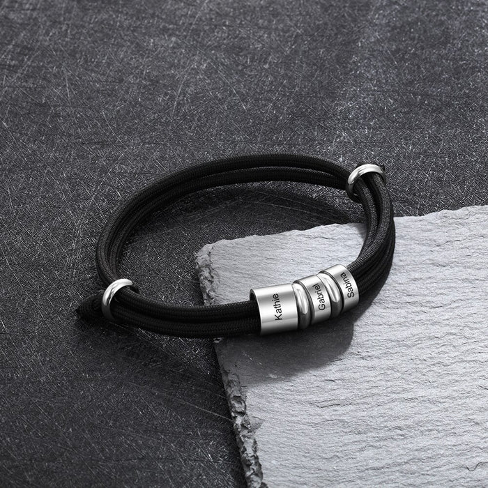 Personalized 3 Name Beads Adjustable Rope Bracelets