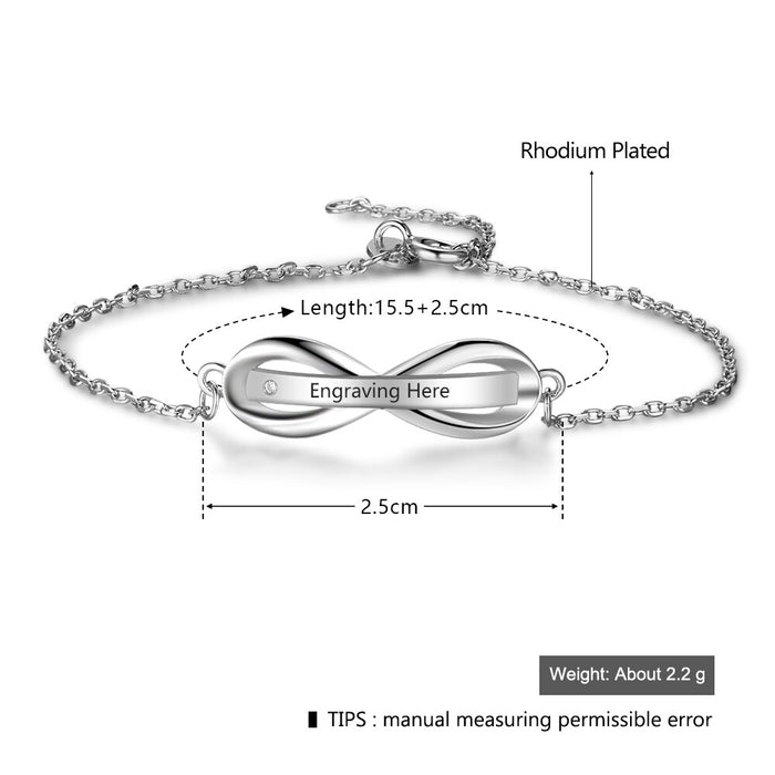 Personalized Engraving Infinity Adjustable Chain Bracelets & Bangles Customized Name Bar Bracelets for Women Gifts